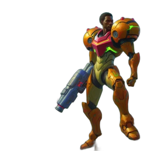 robot, weapon, animal, jacket, concept art, 3d render, golden, figure transparent PNG cut-out