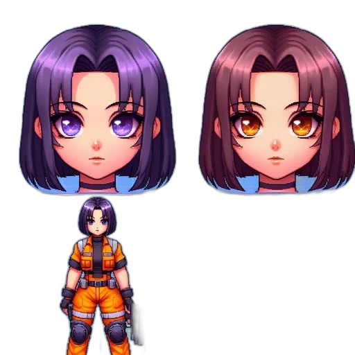pixel art, concept art, 3d render, anime, colorful, character, creation, interface transparent PNG cut-out