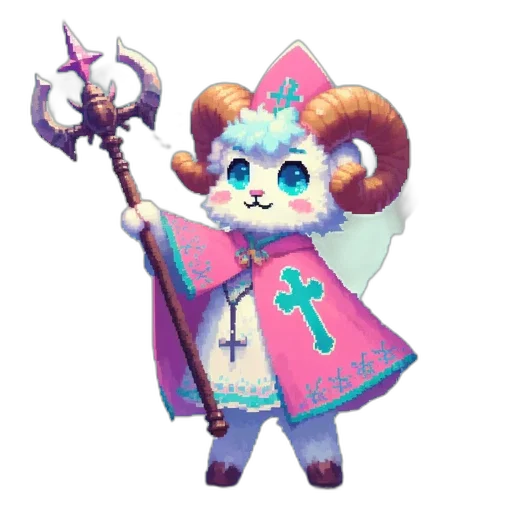 staff, weapon, sword, concept art, pixel art, fantasy art, 3d render, pastel transparent PNG cut-out