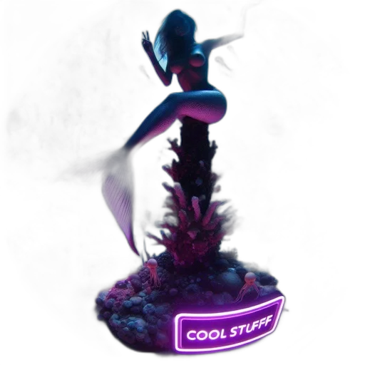 staff, concept art, vaporwave, 3d render, fantasy art, underwater, scene, features transparent PNG cut-out