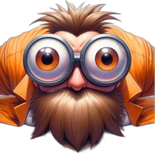 staff, concept art, fantasy art, exaggerated, figure, wears, oversized, spectacles transparent PNG cut-out