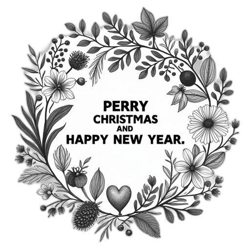 black, white, illustration, featuring, various, botanical, elements, such transparent PNG cut-out