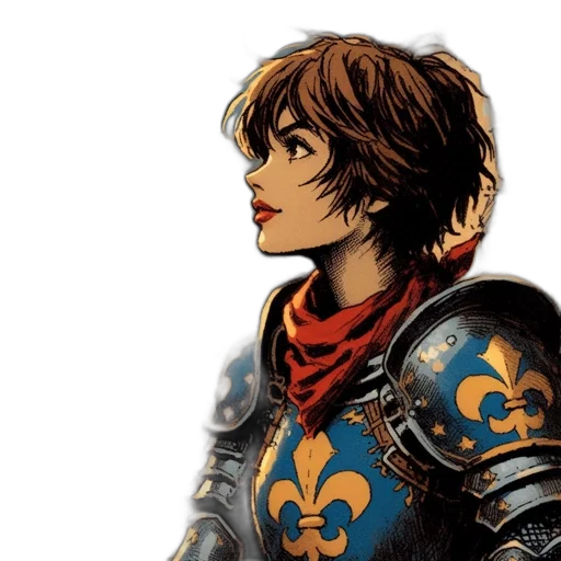 face, sword, concept art, fantasy art, comic book art, pixel art, blue, young transparent PNG cut-out