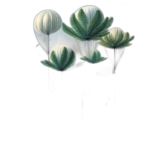 crown, flower, umbrella, creature, concept art, watercolor, 3d render, photorealistic transparent PNG cut-out