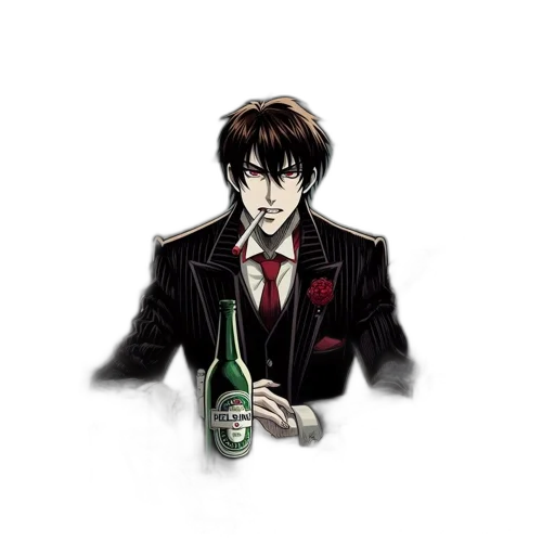 bottle, jacket, concept art, pixel art, anime, comic book art, green, several transparent PNG cut-out