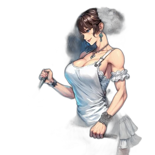 dress, staff, weapon, jewelry, concept art, fantasy art, pixel art, anime transparent PNG cut-out