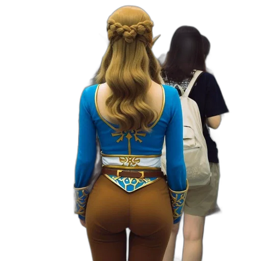 jacket, dress, staff, hair, concept art, 3d render, fantasy art, pixel art transparent PNG cut-out