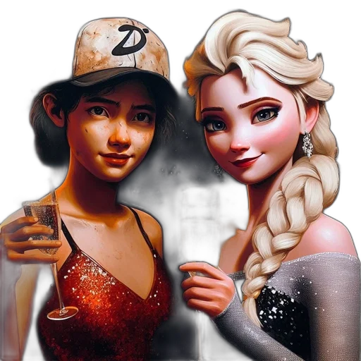 fantasy art, photorealistic, concept art, comic book art, fire, snow, two, animated transparent PNG cut-out