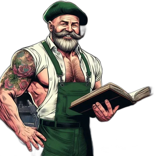 comic book art, fantasy art, concept art, elderly, man, white, beard, rose transparent PNG cut-out