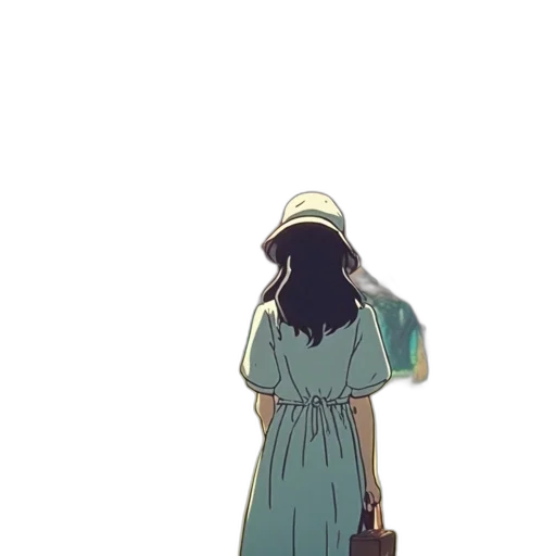 dress, hat, staff, mask, anime, concept art, vaporwave, watercolor transparent PNG cut-out