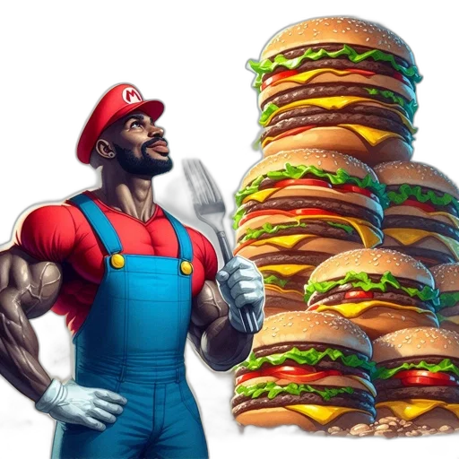 food, weapon, animal, concept art, pixel art, 3d render, photorealistic, man transparent PNG cut-out