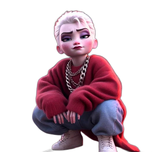 jacket, jewelry, face, concept art, 3d render, cartoon, photorealistic, red transparent PNG cut-out