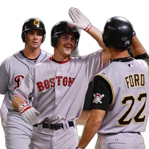 baseball, player, boston, high, fives, another transparent PNG cut-out
