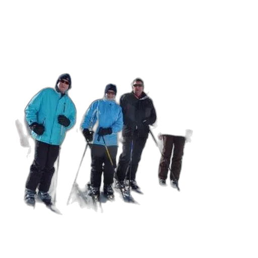 staff, jacket, 3d render, snow, four, skiers, pose, snowy transparent PNG cut-out