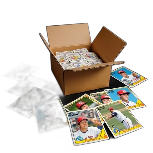 collection, baseball, cards, displayed, black, surface, arranged, two transparent PNG cut-out