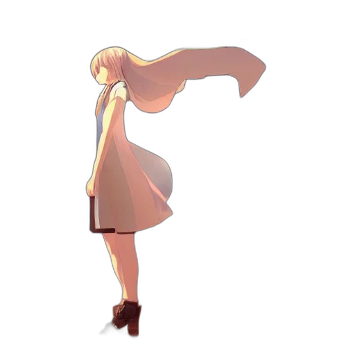 dress, hair, staff, weapon transparent PNG cut-out