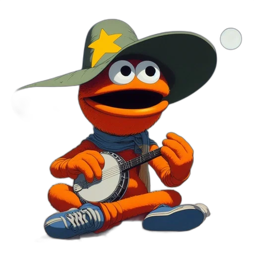 hat, animal, staff, creature, 3d render, concept art, cartoon, pixel art transparent PNG cut-out