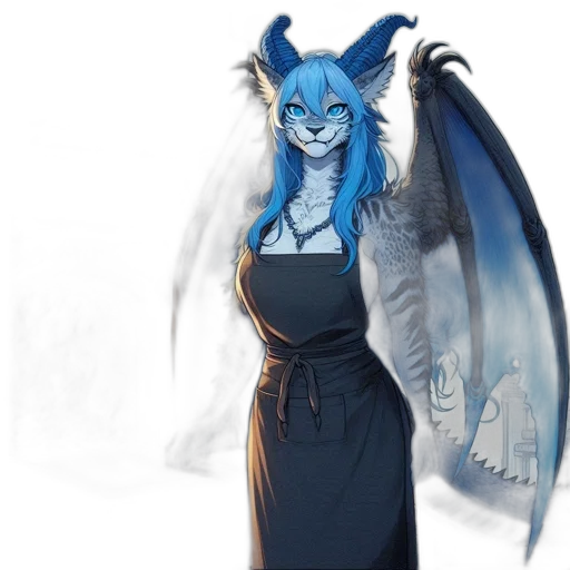 staff, dragon, dress, concept art, fantasy art, anime, pixel art, blue transparent PNG cut-out