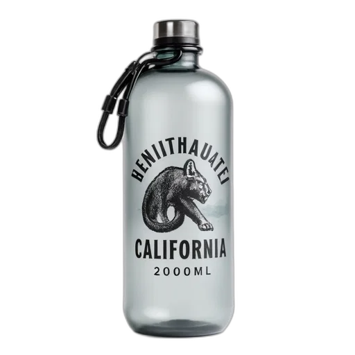 bottle, close-up, water, label, featuring, stylized, image, mountain transparent PNG cut-out
