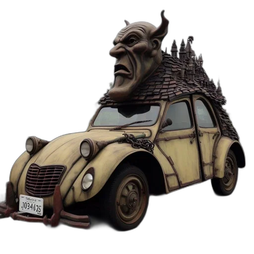 car, creature, concept art, 3d render, fantasy art, elaborate, vintage, automobile transparent PNG cut-out