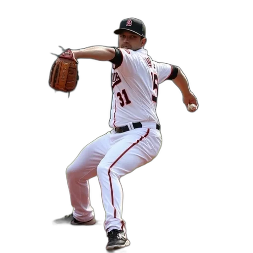 baseball, pitcher, pitches, during transparent PNG cut-out