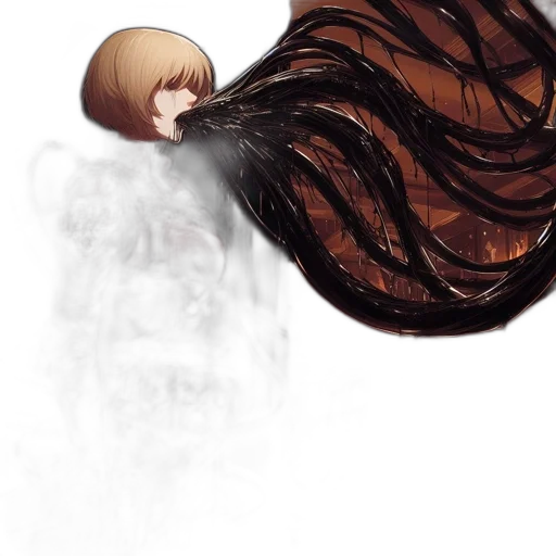 hair, creature, mask, dress, concept art, fantasy art, anime, watercolor transparent PNG cut-out