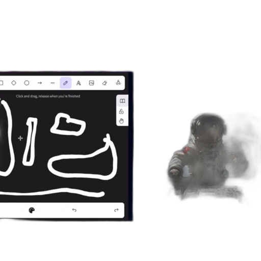 shoes, robot, concept art, vaporwave, fog, fire, outer space, monochrome transparent PNG cut-out