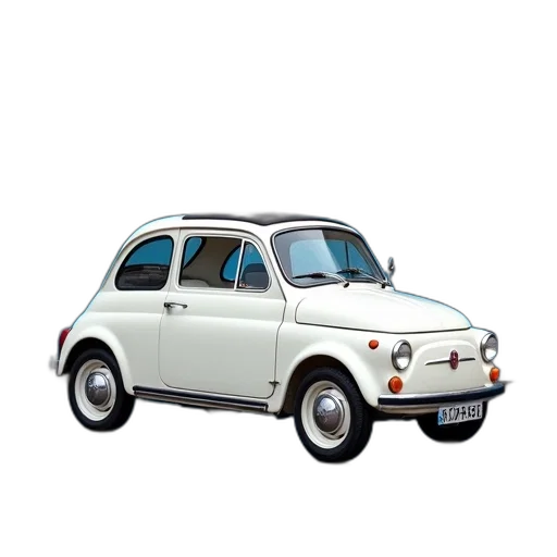 car, 3d render, photorealistic, concept art, small, white, parked, front transparent PNG cut-out