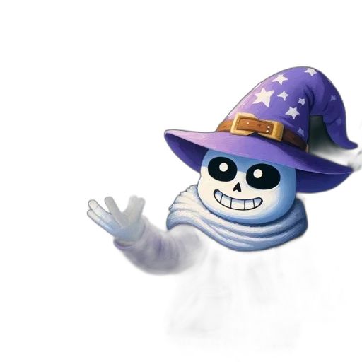 hat, staff, mask, creature, 3d render, concept art, skeletal, wizard transparent PNG cut-out