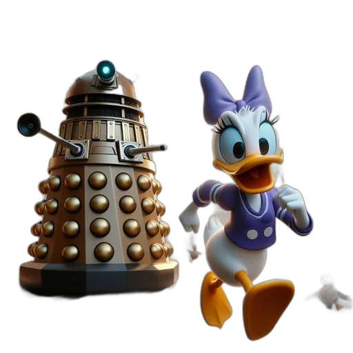 robot, 3d render, concept art, pixel art, fantasy art, outer space, daisy, duck transparent PNG cut-out
