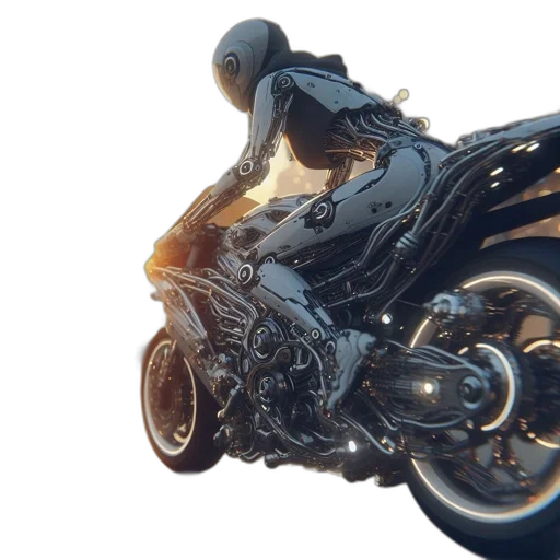 weapon, 3d render, photorealistic, concept art, comic book art, futuristic, robot-rider, high-tech transparent PNG cut-out