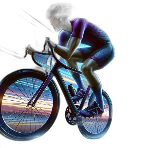 cyclist, speeds, along, road, purple, jersey, under, moonlit transparent PNG cut-out