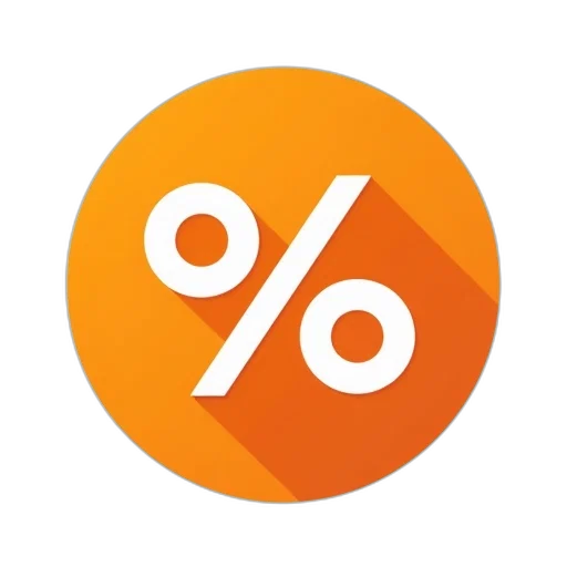 3d render, percent, icon, orange transparent PNG cut-out