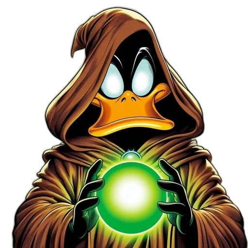 jacket, mask, staff, comic book art, concept art, pixel art, animated, duck transparent PNG cut-out