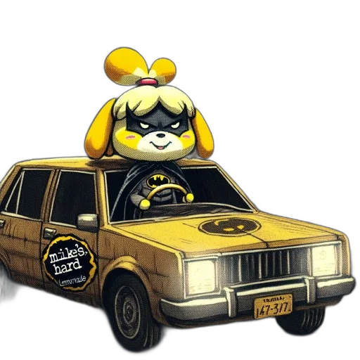 car, animal, mask, staff, concept art, comic book art, pixel art, cartoon transparent PNG cut-out