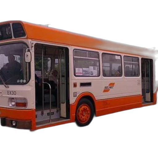 car, staff, 3d render, photorealistic, concept art, orange, white, bus transparent PNG cut-out