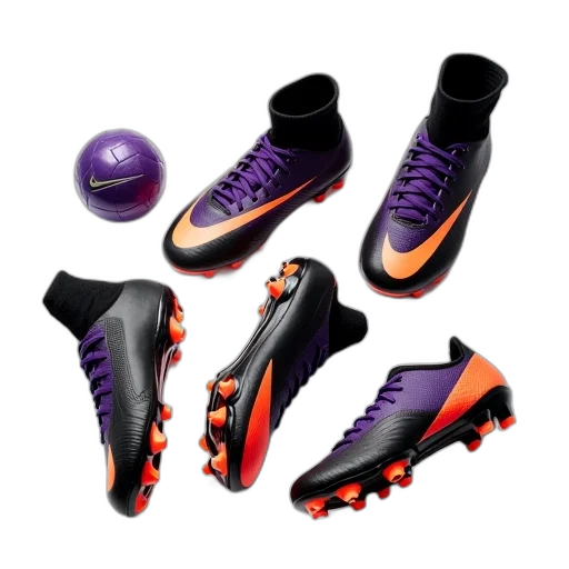 shoes, collection, nike, cr7, soccer, cleats, displayed, various transparent PNG cut-out