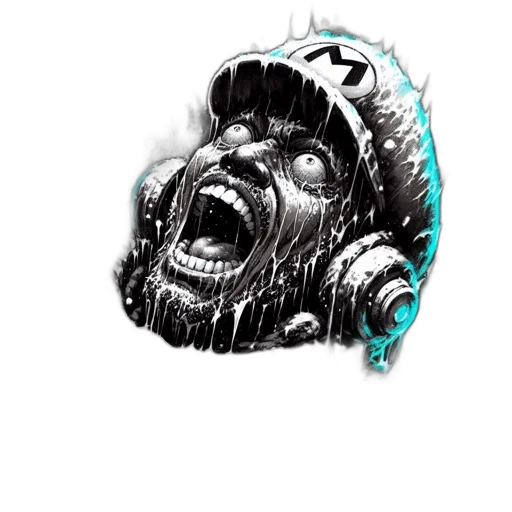 face, creature, mask, comic book art, concept art, 3d render, photorealistic, mario transparent PNG cut-out