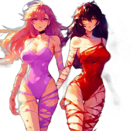 dress, concept art, anime, fantasy art, pixel art, neon lights, red, colorful transparent PNG cut-out