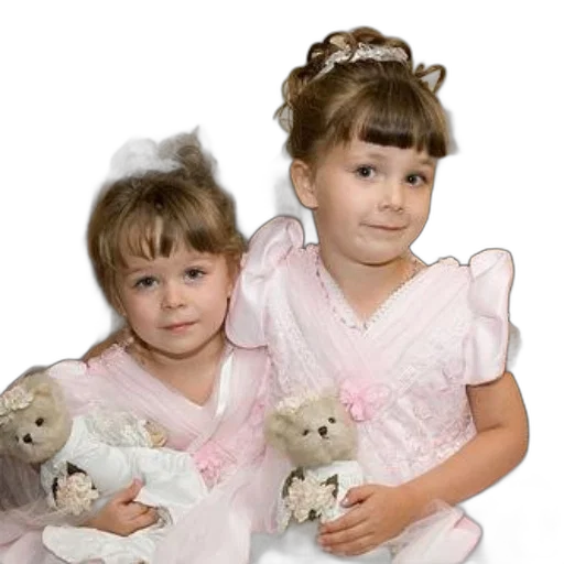 dress, photorealistic, 3d render, two, young, girls, pink, dresses transparent PNG cut-out