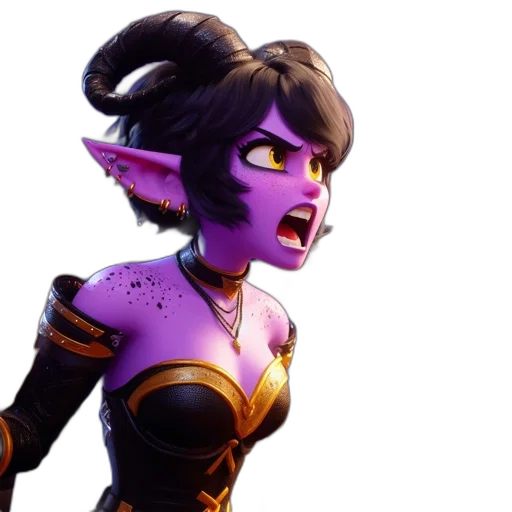 face, concept art, fantasy art, 3d render, animated, creature, purple, skin transparent PNG cut-out