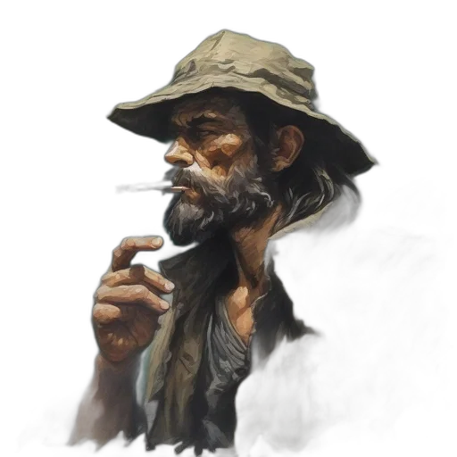 hat, face, staff, mask, concept art, photorealistic, fantasy art, oil painting transparent PNG cut-out