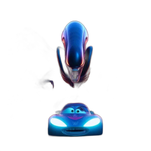 robot, creature, car, mask, 3d render, concept art, photorealistic, vaporwave transparent PNG cut-out