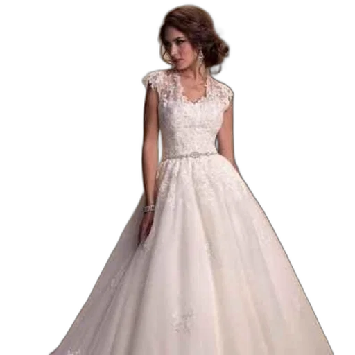 dress, photorealistic, woman, elegant, white, wedding, lace, detailing transparent PNG cut-out