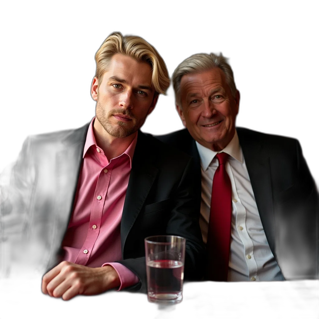 face, neon lights, man, blonde, hair, wearing, pink, shirt transparent PNG cut-out