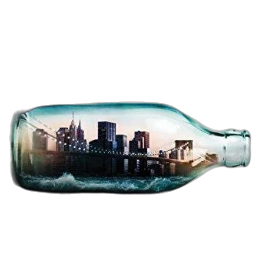bottle, photorealistic, concept art, passenger, album, cover, featuring, cityscape transparent PNG cut-out