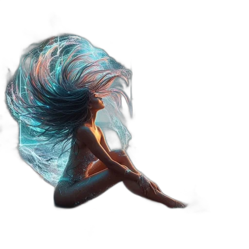 hair, umbrella, creature, mask, concept art, fantasy art, watercolor, vaporwave transparent PNG cut-out