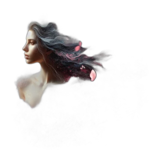 hair, face, crown, mask, concept art, fantasy art, photorealistic, 3d render transparent PNG cut-out