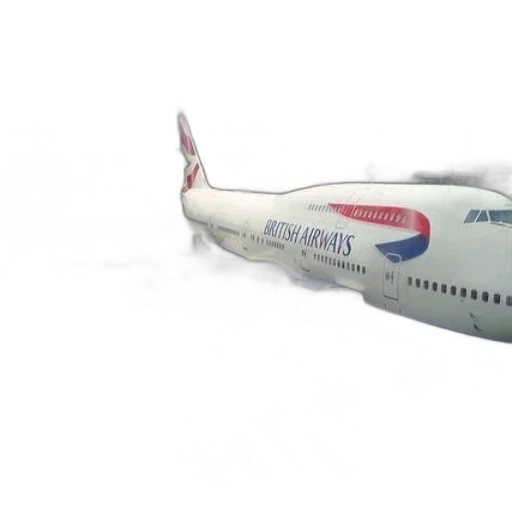 3d render, british, airways, plane transparent PNG cut-out