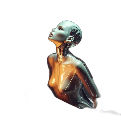 robot, jewelry, dress, crown, concept art, fantasy art, 3d render, photorealistic transparent PNG cut-out
